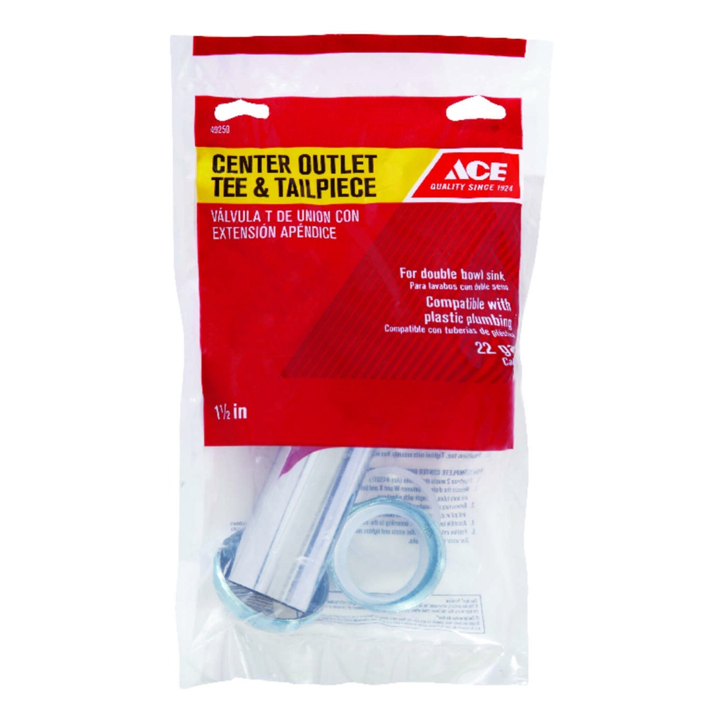 [49250] Ace 1-1/2 in. D Brass Center Outlet Tee and Tailpiece