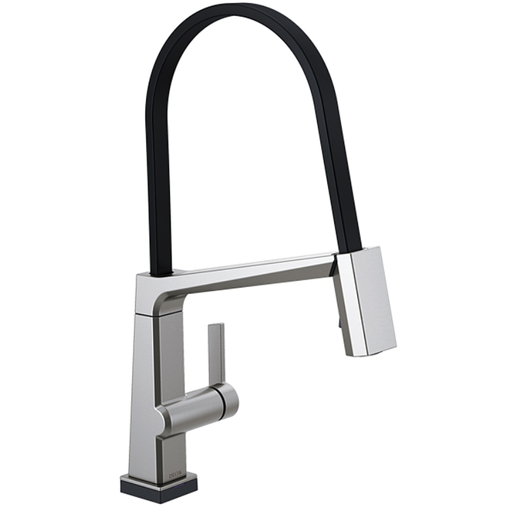 Delta Pivotal: Single Handle Exposed Hose Kitchen Faucet with Touch2O Technology