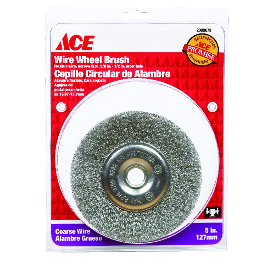 [2099679] Ace 5 in. Crimped Wire Wheel Brush Steel 3750 RPM 1 Pc