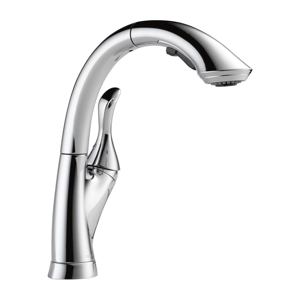 [4153DST] Delta 4153-DST Linden Pull-Out Kitchen Faucet with Temporary Flow Increase and Optional Base Plate - Includes Lifetime Warranty Chrome Faucet Kitchen