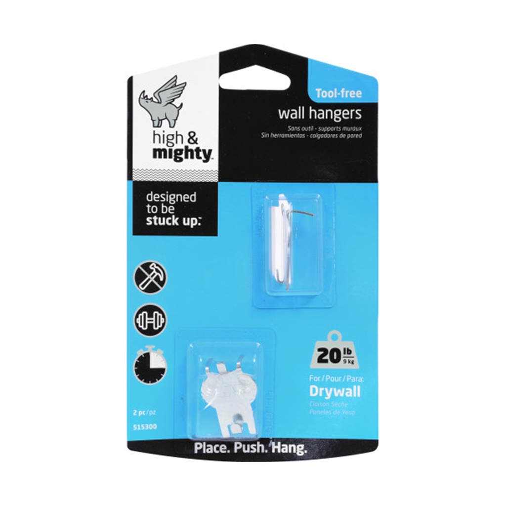 [515300] Hillman High & Mighty Silver Picture Hanger 20 Lb. 2 Pack