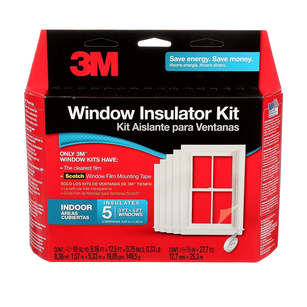 3M Clear Indoor Window Film Insulator Kit 60 in. W X 36 in. L