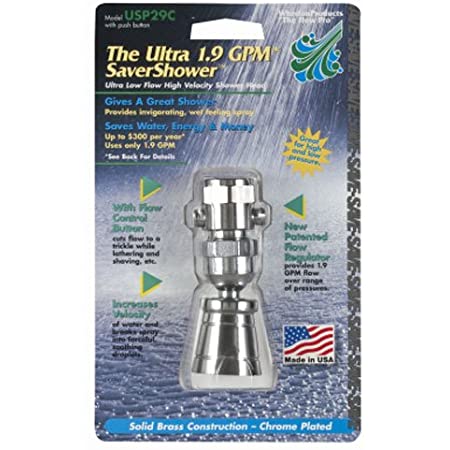 Whedon SaverShower Chrome Brass 2 Settings Showerhead 1.8 Gpm