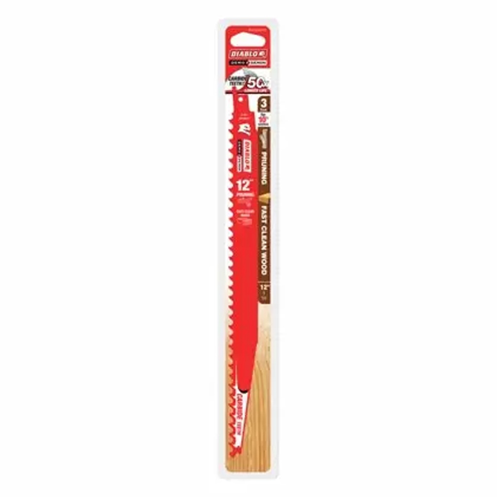 Diablo Demo Demon 12 in. Carbide Tipped Pruning & Clean Wood Reciprocating Saw Blade 3 TPI 3 Pk