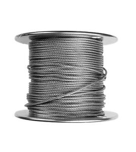 Campbell 7000227 Aircraft Cable, 96 Lb Working Load Limit, 500 Ft L, 1/16 in Dia, Galvanized Steel