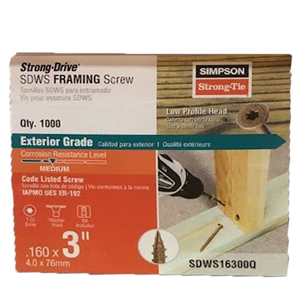 [ANCLAJE243] Simpson Strong-Tie Strong-Drive No. 8 X 3 in. L Star Low Profile Head Serrated Framing Screws