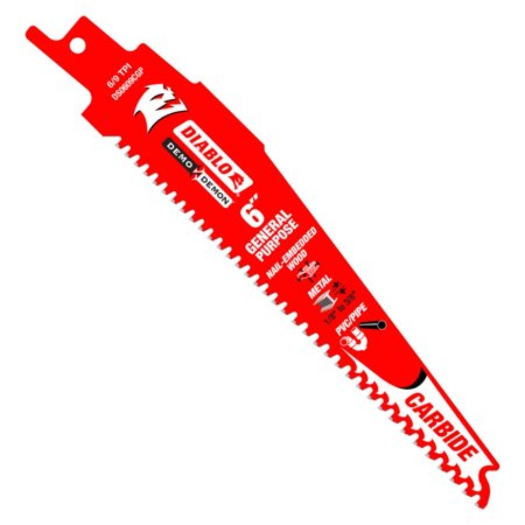 6 in. 6/9 TPI Demo Demon Carbide Teeth Reciprocating Saw Blades for General Purpose Cuts (10-Pack)