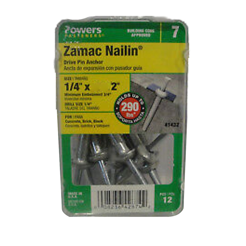Hillman 1/4 in. Dia. X 2 in. L Zinc Round Head Hammer Drive Anchor 10 Pack