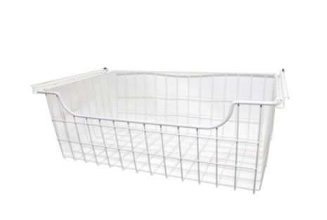 Easy Track 1308 8 Inch Tall Wire Basket for Easy Track Closet System White Storage and Organization Closet Organizers Pull Out Baskets