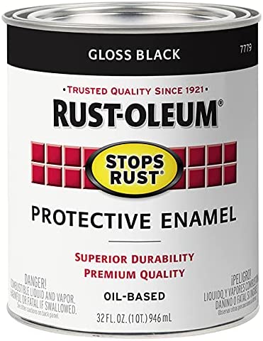 [420007448] Stops Rust Enamel Paint, Oil, Gloss, Black, 0.5 Pt, Can, 50 to 90 Sq-ft/qt Coverage Area