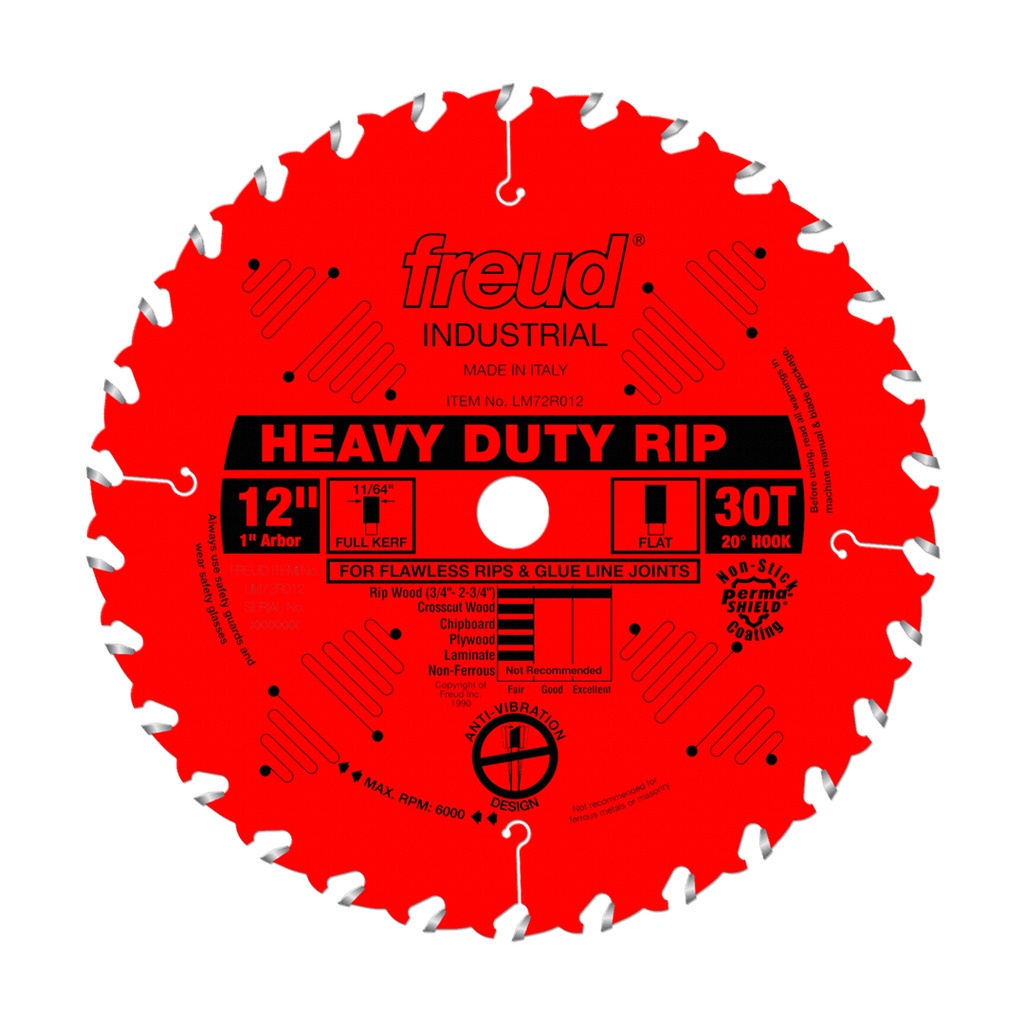 [LM72R012] Freud 12in Heavy-Duty Rip Blade with Perma-SHIELD Coating - LM72R012