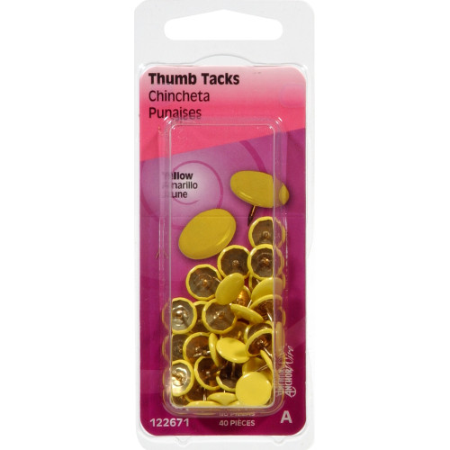 [122671] Hillman 0.375 in. L Yellow Steel Thumb Tacks 40 Pk