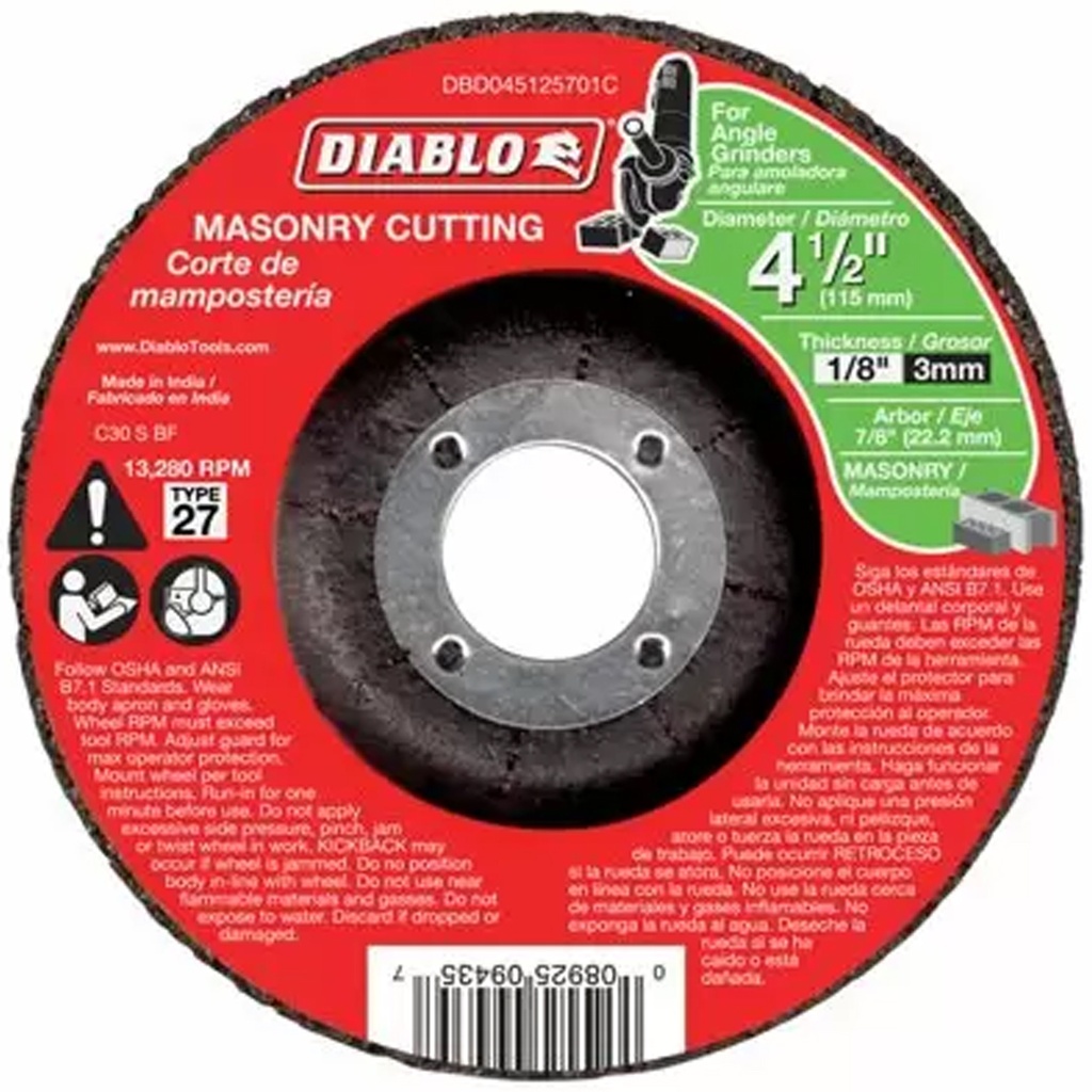 Diablo 4-1/2 in. D X 7/8 in. Silicon Carbide Masonry Cut-Off Disc 1 Pk