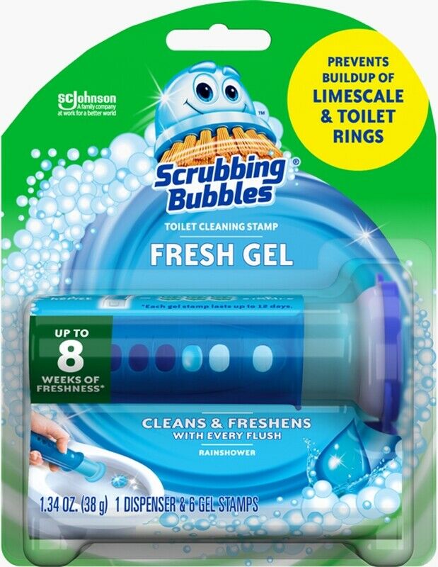 Scrubbing Bubbles Rainshower Scent Fresh Gel Toilet Cleaning Stamp - 6ct