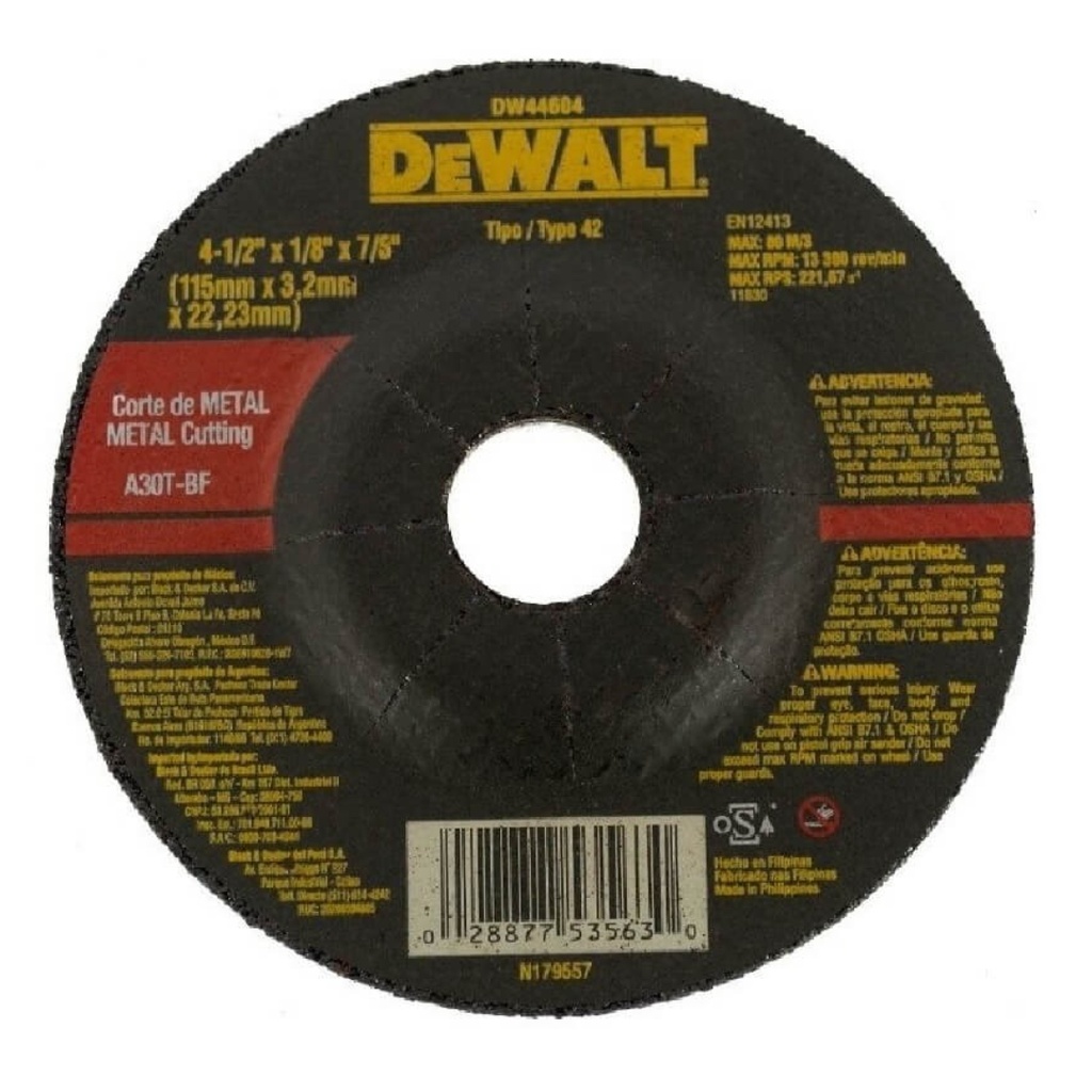 [DW44700] DISCO C/CEMENTO 4-1/2X1/8X7/8