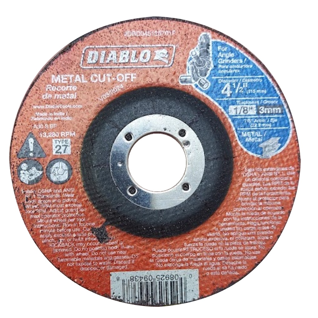 METAL CUTOFF DISC 4-1/2"