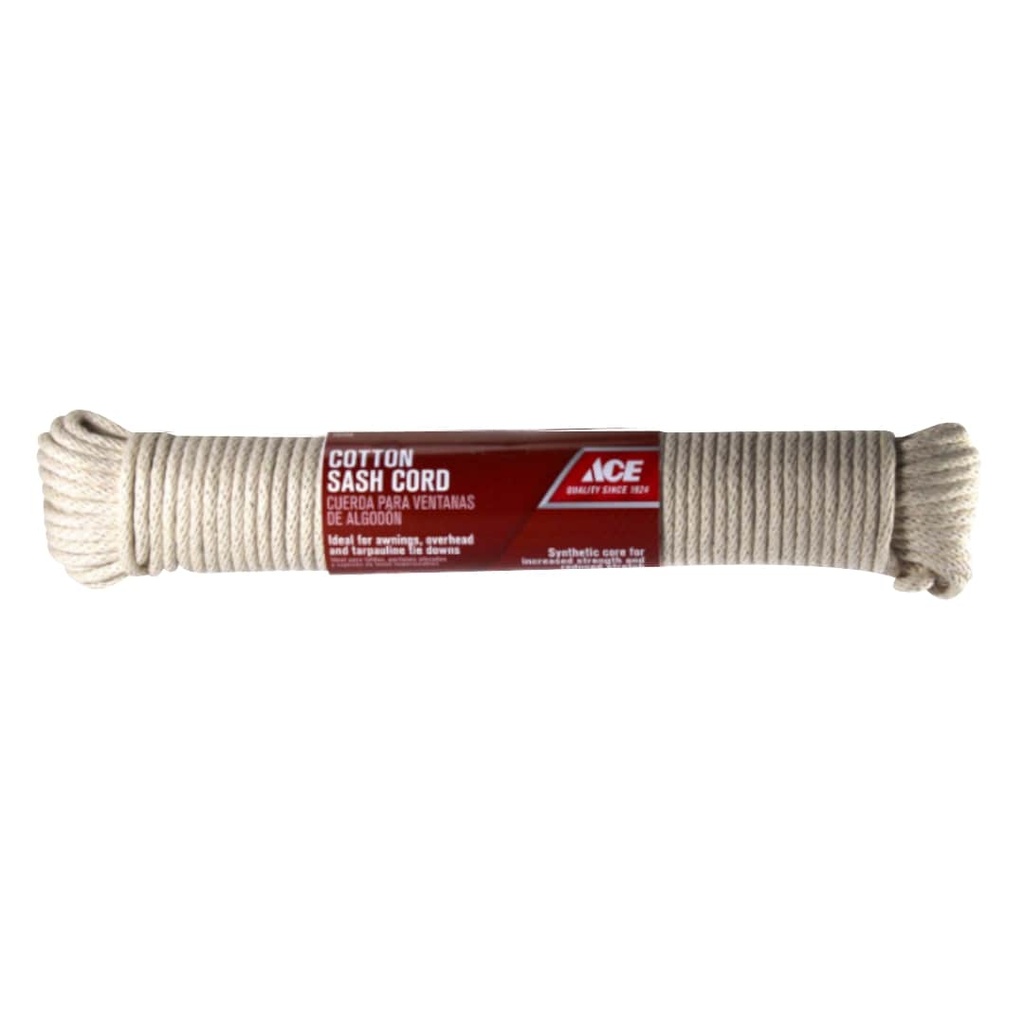 [70769] Ace 7/32 in. D X 100 Ft. L White Solid Braided Cotton Cord