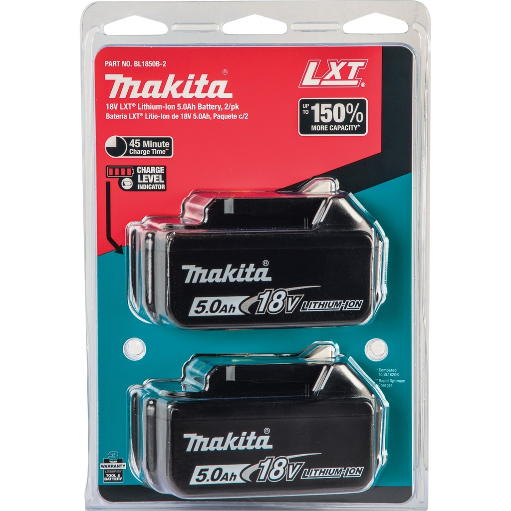 18V LXT Lithium-Ion High Capacity Battery Pack 5.0 Ah with LED Charge Level Indicator (2-Pack)