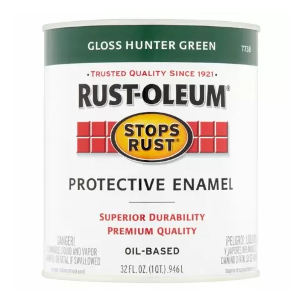 Interior/Exterior Paint, Gloss, Oil Base, Hunter Green, 1 Qt