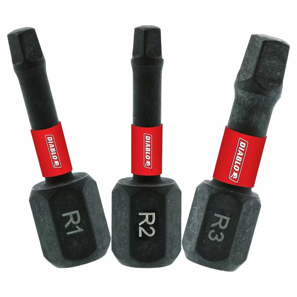 Diablo Square 1 in. L Driver Bit Set Black Oxide 3 Pc