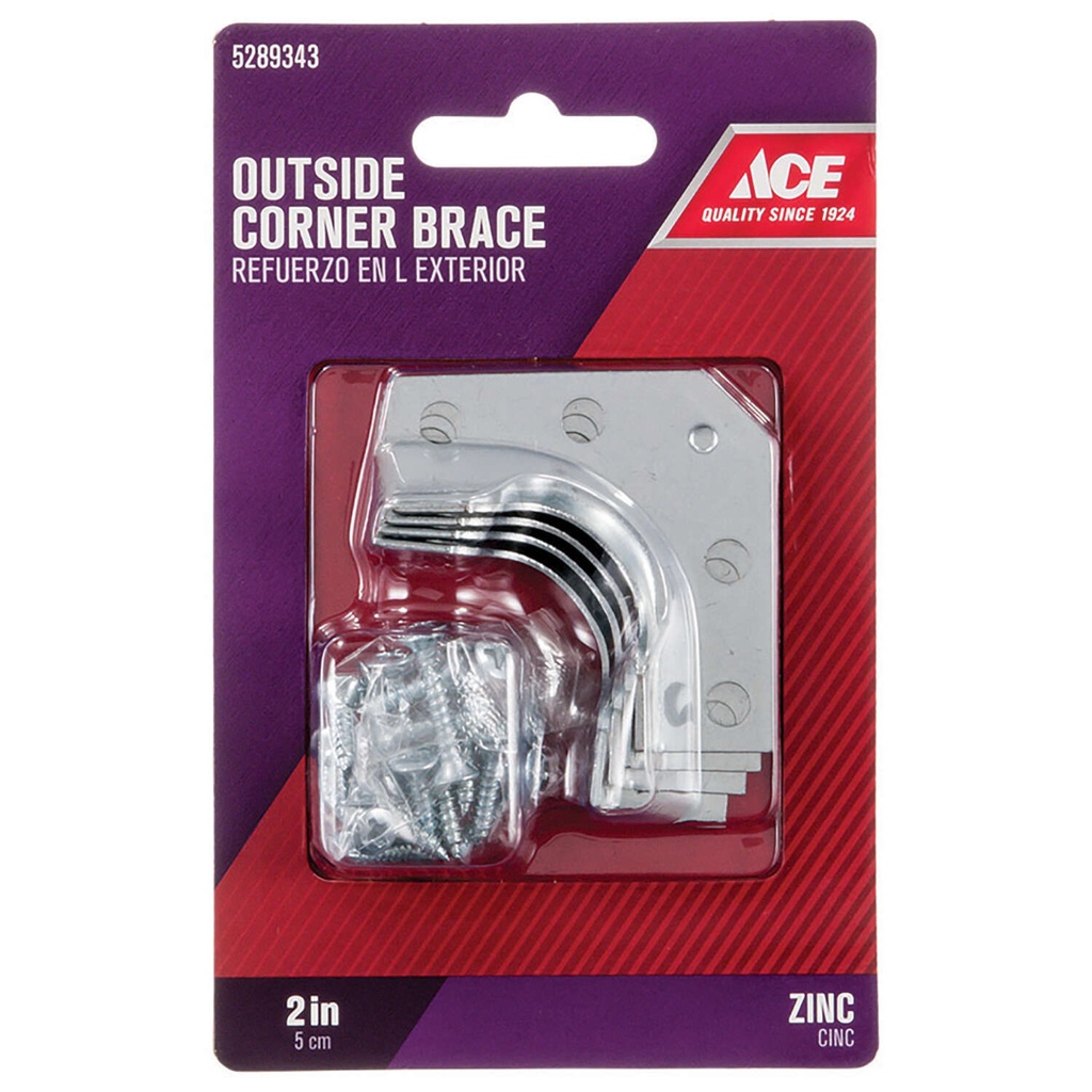 Ace 2 in. H X 3.5 in. W X 2 in. D Zinc Outside Corner Brace - Total Qty: 5; Each Pack Qty: 4; Total Items Rec: 20