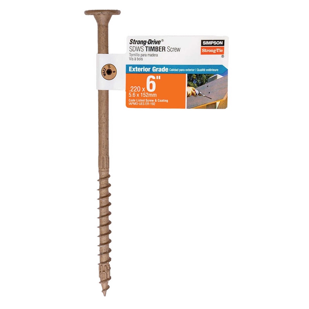 [ANCLAJE234] Simpson Strong-Tie SDWS22600DB - 6  X .220 Timber Screws (Exterior Grade) 500ct