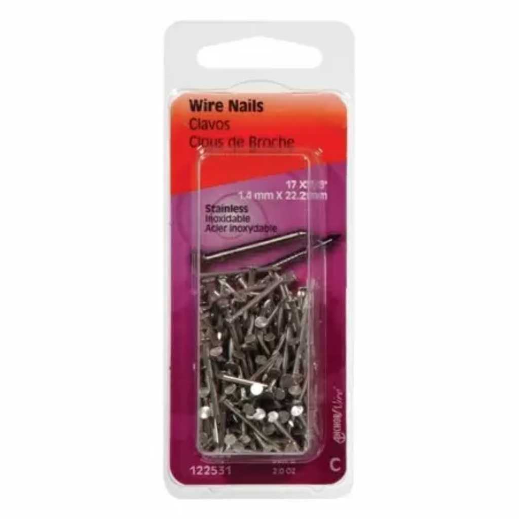 [122531] Hillman 17 Ga. X 7/8 in. L Stainless Steel Wire Nails 1 Pack 2 Oz.