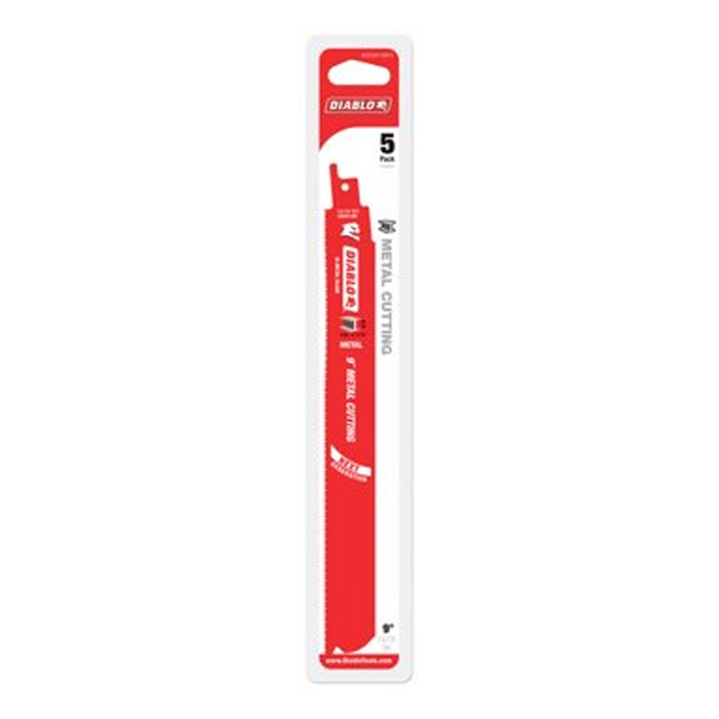 [DS0914BF5] Diablo 9 in. Bi-Metal Medium Metal Reciprocating Saw Blade 14/18 TPI 5 Pk