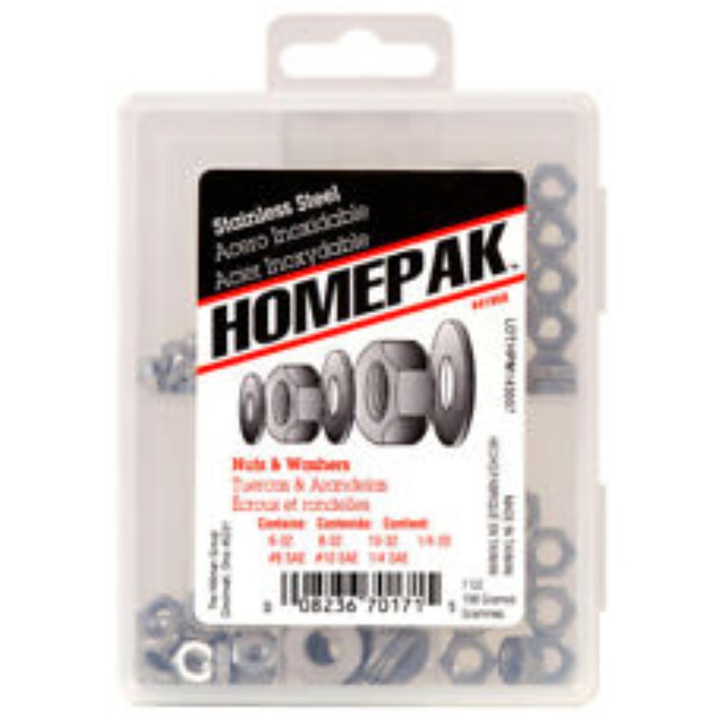 HILLMAN Assorted in. Stainless Steel SAE Nuts and Washers Kit 100 Pk