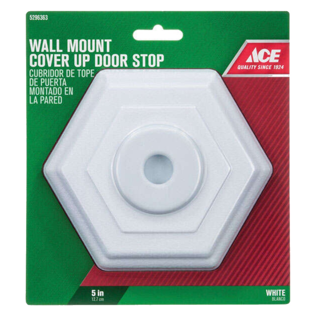 Ace 5 in. L Rubber White Wall Door Stop Mounts to Wall 5 in