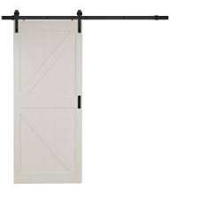 36 in. X 84 in. Off-White K Design Solid Core Interior Barn Door with Rustic Hardware Kit