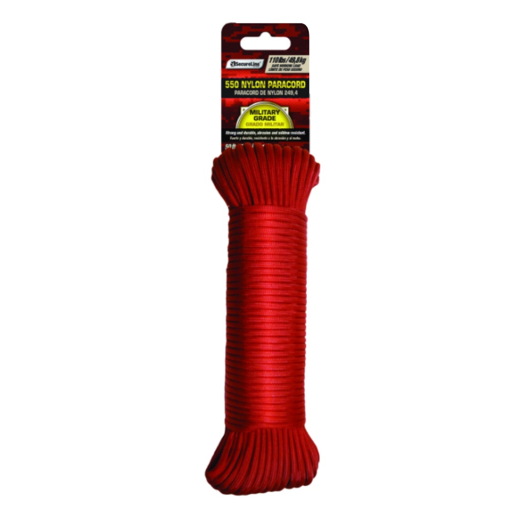 SecureLine 5/32 in. D X 50 Ft. L Red Braided Nylon Paracord