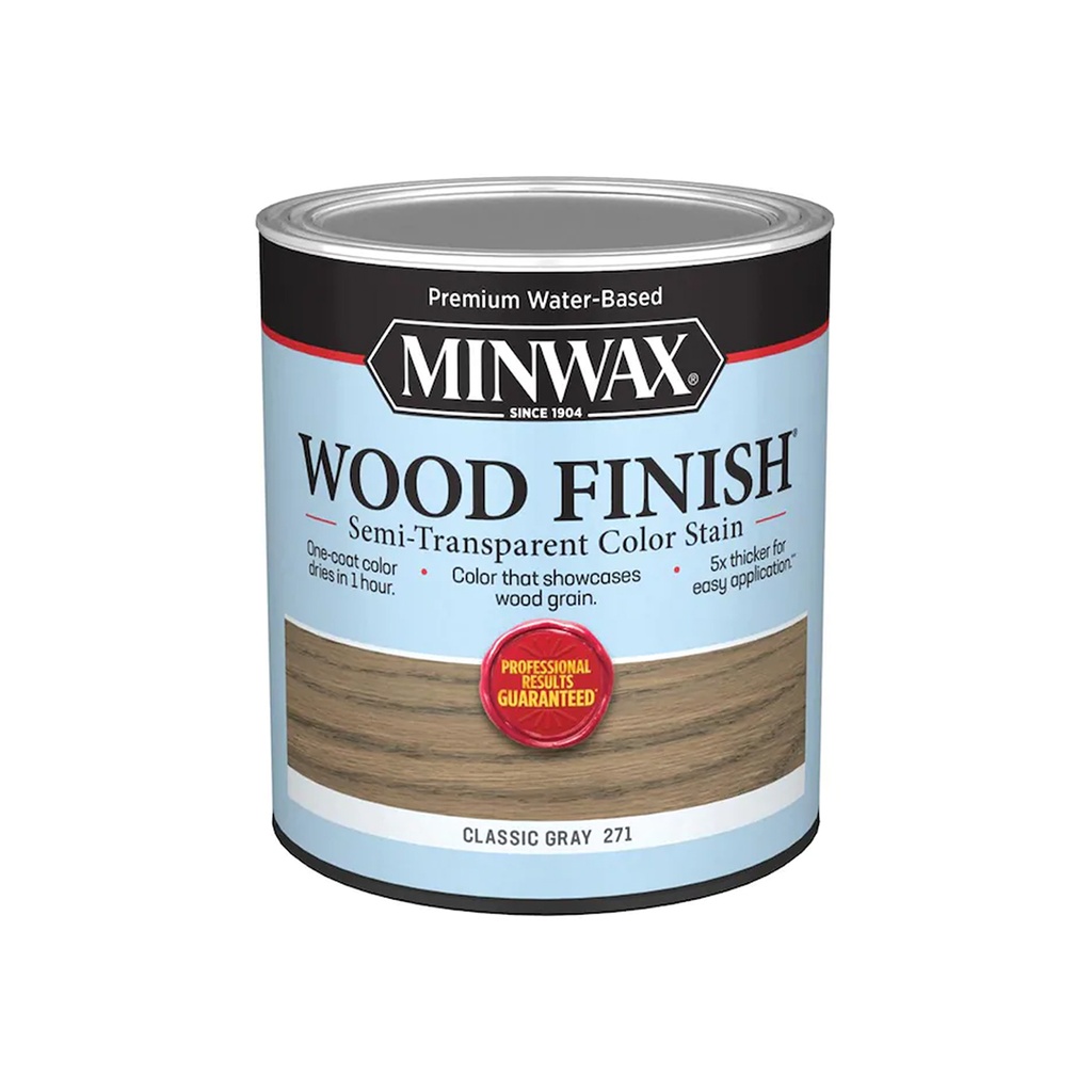 Minwax Wood Finish Water-Based Semi-Transparent Classic Gray Wood Stain 1 Qt
