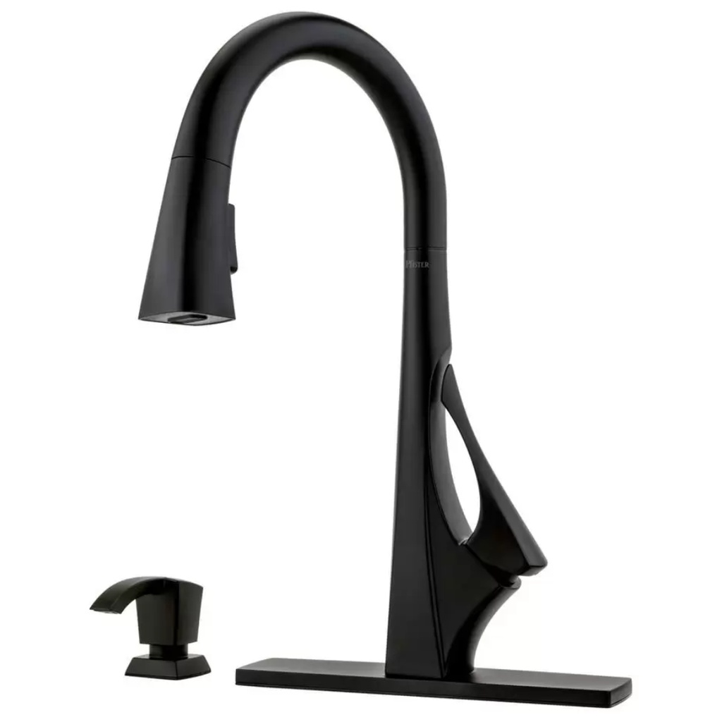 Venturi Single-Handle Pull-Down Sprayer Kitchen Faucet with Soap Dispenser in Matte Black