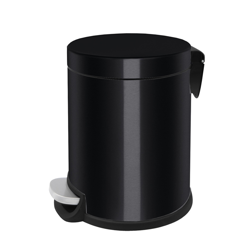 Poubelle Ronde à Pédale Ligne Black - Contenance : 5 L - Décor : Noir Ral 9005 - Diamètre : 205 Mm - Hauteur : 275 Mm - Matériau : Inox 304 Itar 