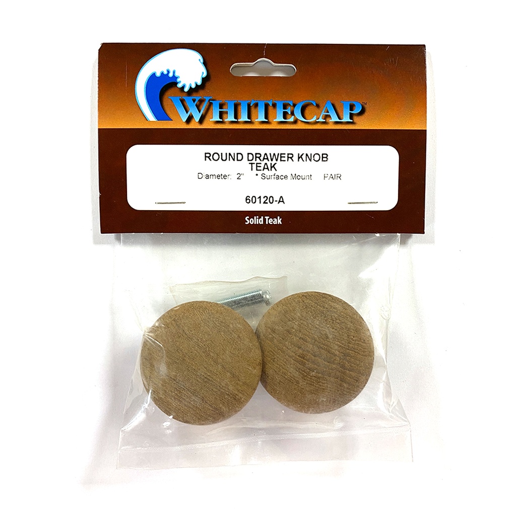 TEAK ROUND DRAWER KNOB 2PK