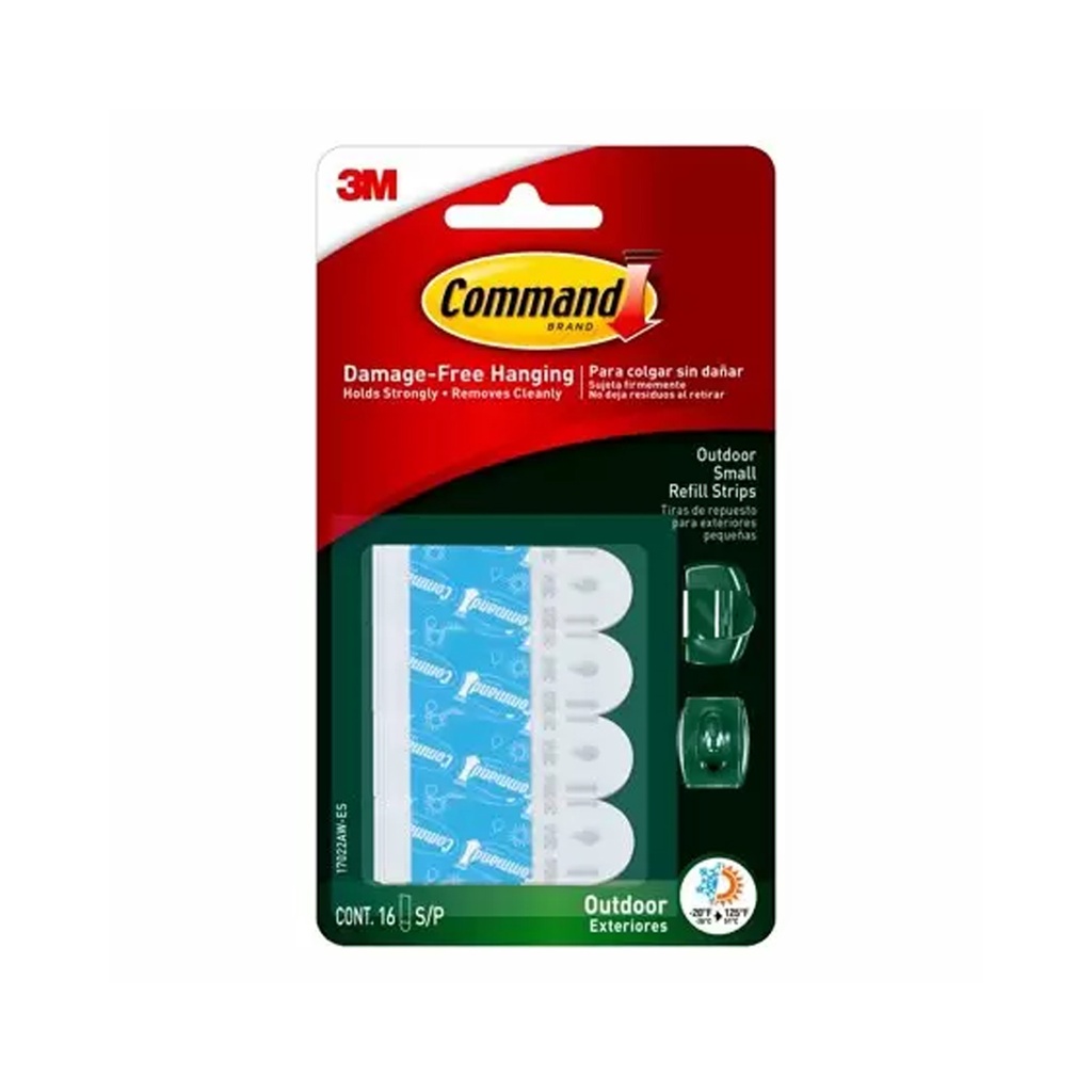 3M Command Small Foam Adhesive Strips 1-1/8 in. L 16 Pack