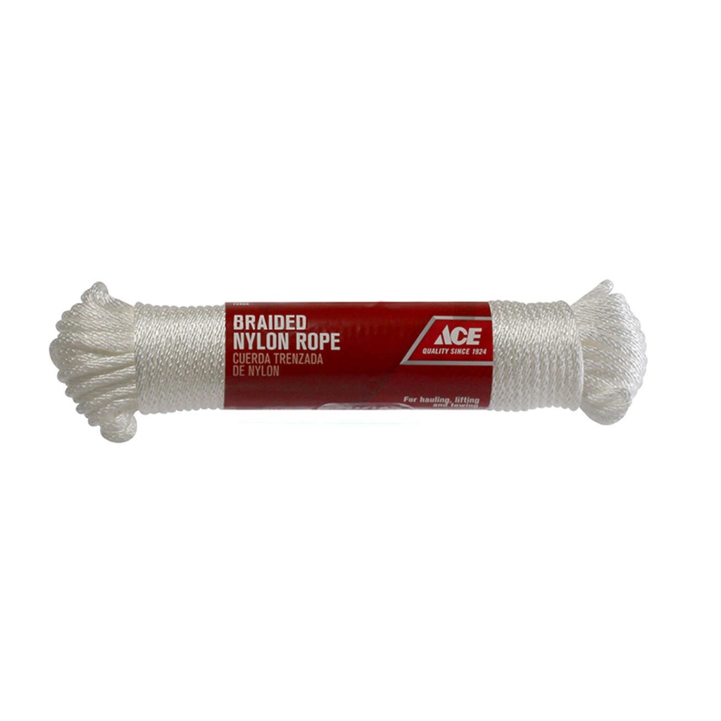 Ace 3/16 in. D X 100 Ft. L White Solid Braided Nylon Rope