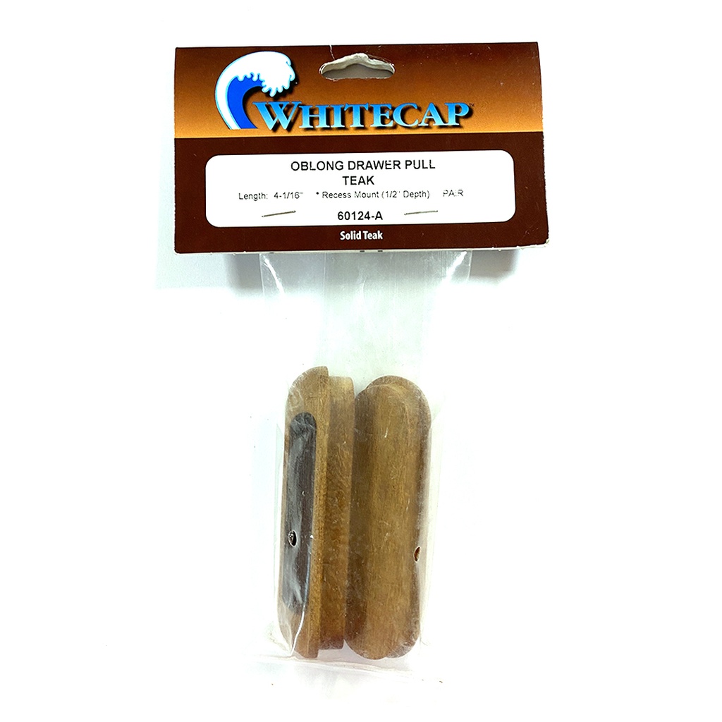 [M60124-A] Whitecap Teak Oblong Drawer Pull - 4-1/16"L - 2 Pack - 60124-a
