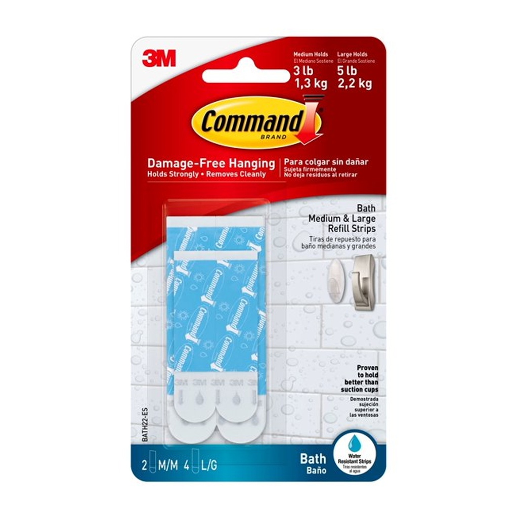 3M Command Medium/Large Plastic Refill Strips 6 Pk