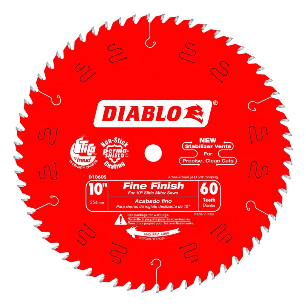 [D1060S] Diablo 10 in. D X 5/8 in. Fine Finish TiCo Hi-Density Carbide Circular Saw Blade 60 Teeth 1 Pk