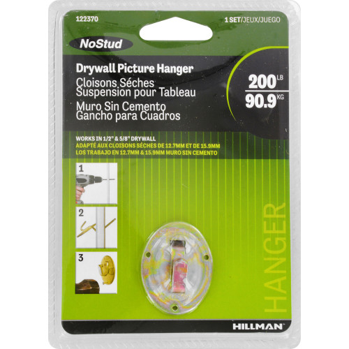 HILLMAN Zinc Silver Drywall Picture Hanger 200 Lb 1 Pack