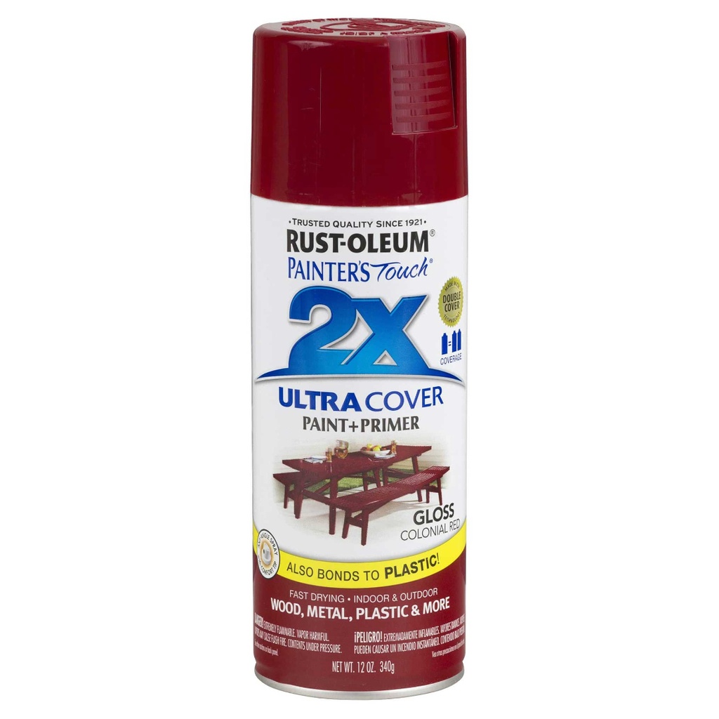 [1395979] Rust-Oleum Painter's Touch Ultra Cover Gloss Colonial Red Spray Paint 12 Oz.