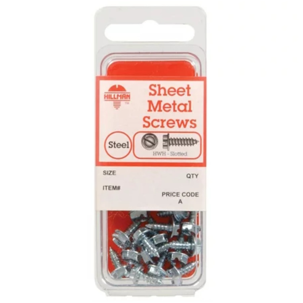 Hillman No. 12 X 1 in. L Slotted Hex Head Zinc-Plated Steel Sheet Metal Screws 5