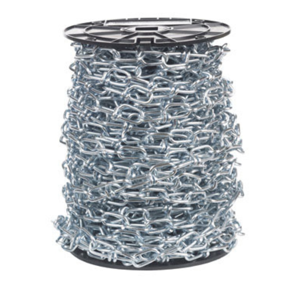 Double Loop Chain, 365 Lb Working Load Limit, 4/0, Low Carbon Steel, Zinc, 100 Ft L