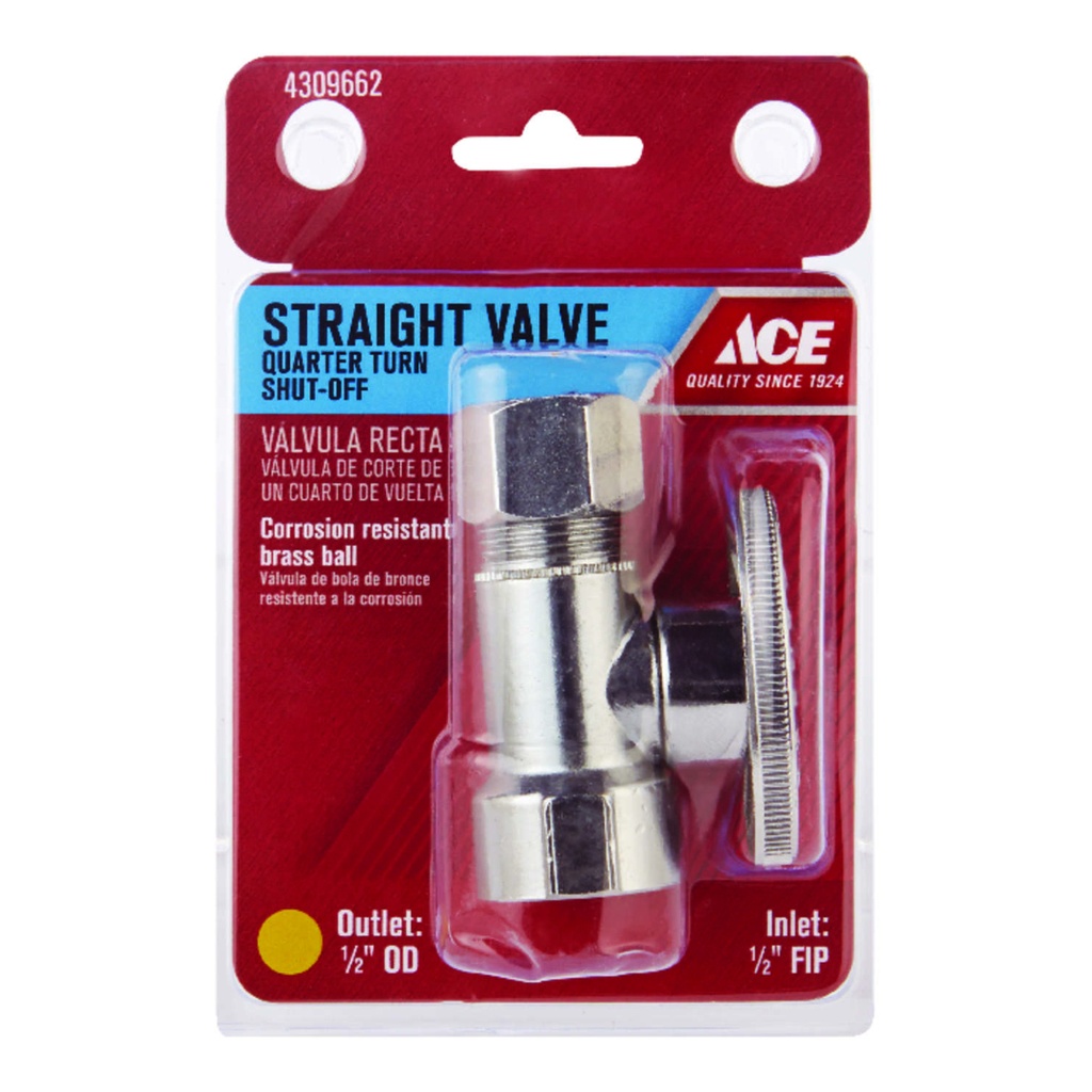 Ace FIP Compression Brass Straight Stop Valve