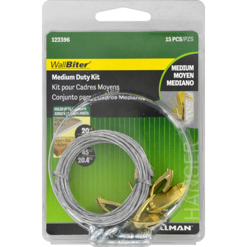 HILLMAN WallBiter Brass-Plated Medium Duty Picture Hook Kit 45 Lb 15 Pk