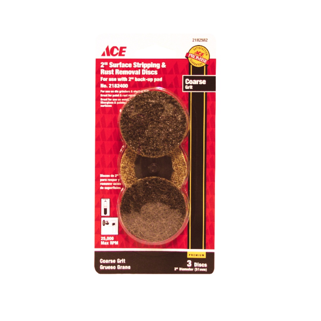 Ace 2 in. Aluminum Oxide Twist and Lock Surface Conditioning Disc 50 Grit Coarse 3 Pk
