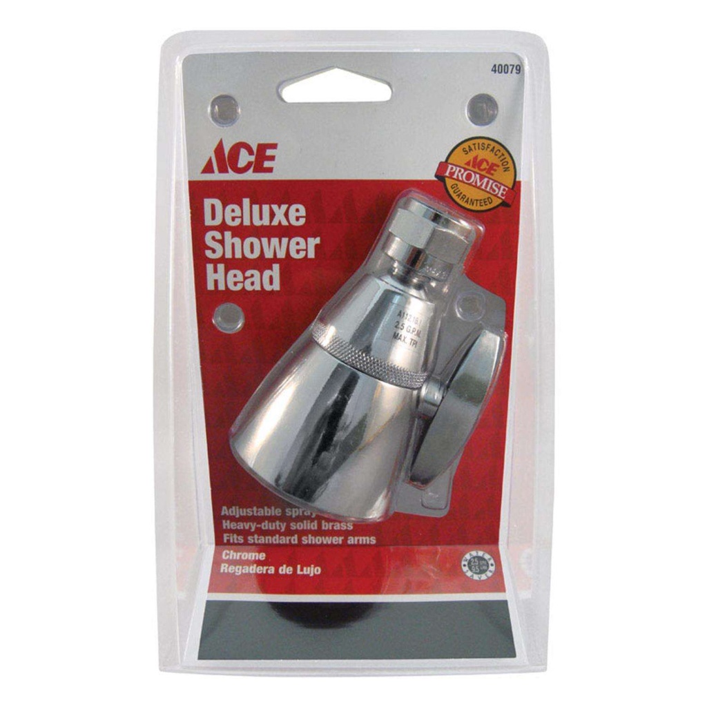 Ace Deluxe Chrome Brass 6 Settings Adjustable Showerhead 1.8 Gpm