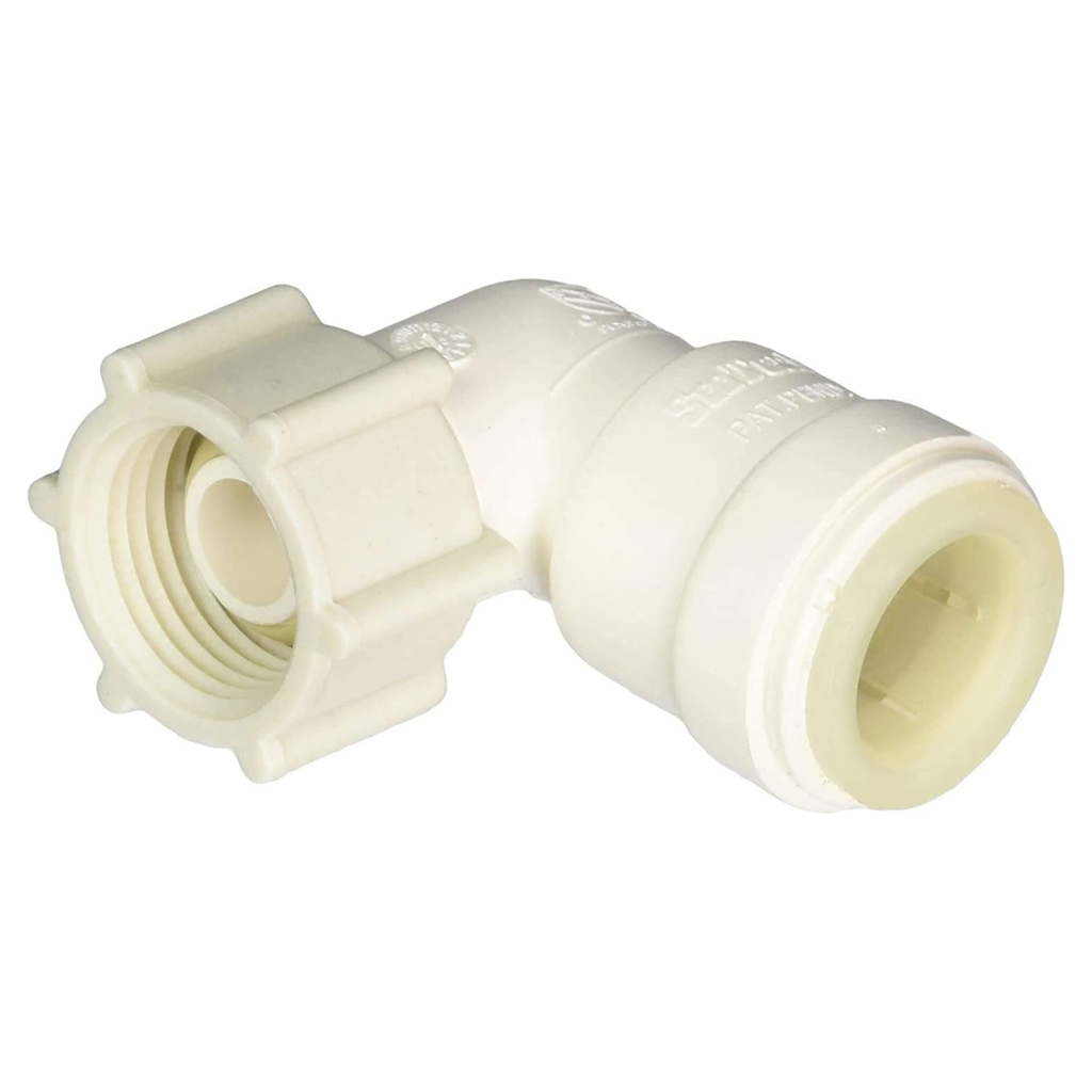 [4275475] Swivel Pipe Elbow, 1/2 X 3/4 in, 90 Deg Angle, Plastic, Off-White, 100 PSI Pressure
